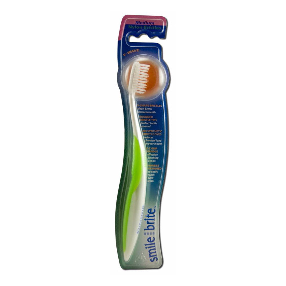 Smile Brite Fixed Head Nylon Toothbrush V Wave Medium, 1 Ea